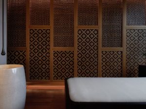 Kelarai Weave on the walls of The RuMa hotel's spa 